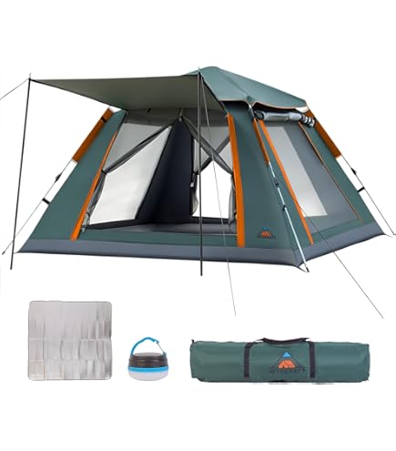 Amazon.co.jp: テント ワンタッチテント 3～4人用 全景天窓 ダブルドア